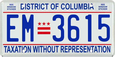 DC license plate EM3615