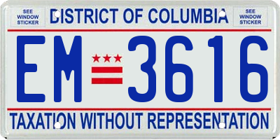 DC license plate EM3616