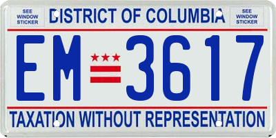 DC license plate EM3617