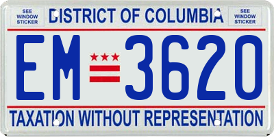 DC license plate EM3620