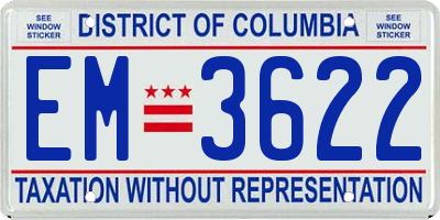 DC license plate EM3622