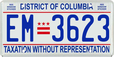 DC license plate EM3623