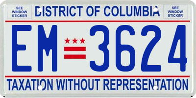 DC license plate EM3624