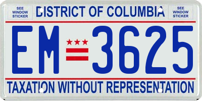 DC license plate EM3625