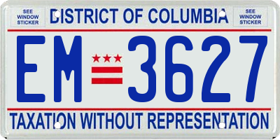 DC license plate EM3627