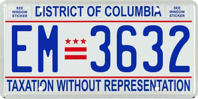 DC license plate EM3632