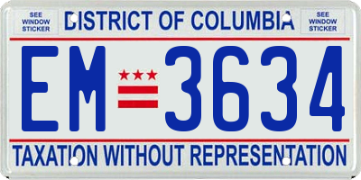 DC license plate EM3634