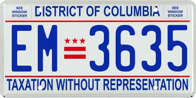 DC license plate EM3635
