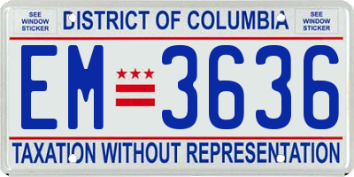 DC license plate EM3636