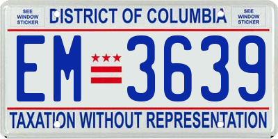 DC license plate EM3639