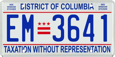 DC license plate EM3641