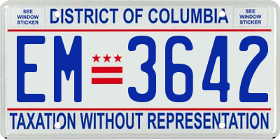 DC license plate EM3642