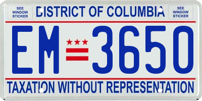DC license plate EM3650