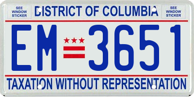 DC license plate EM3651