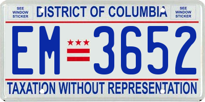 DC license plate EM3652