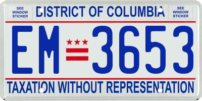 DC license plate EM3653