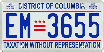 DC license plate EM3655