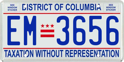 DC license plate EM3656