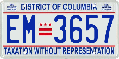 DC license plate EM3657