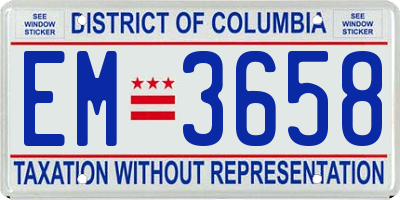 DC license plate EM3658