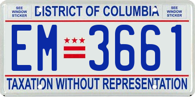 DC license plate EM3661