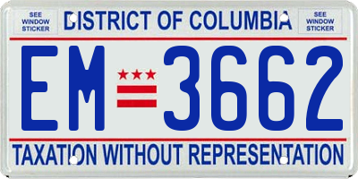 DC license plate EM3662