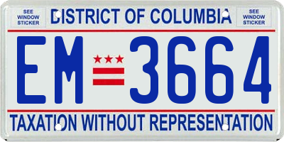 DC license plate EM3664