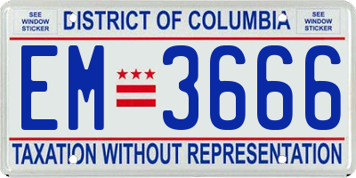 DC license plate EM3666