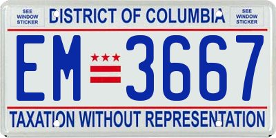 DC license plate EM3667