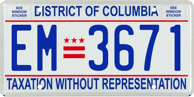 DC license plate EM3671