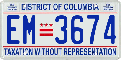 DC license plate EM3674