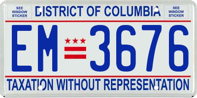 DC license plate EM3676
