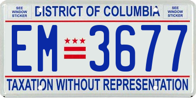 DC license plate EM3677