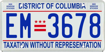 DC license plate EM3678