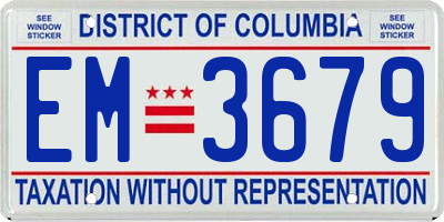 DC license plate EM3679