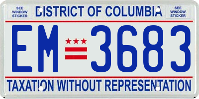 DC license plate EM3683