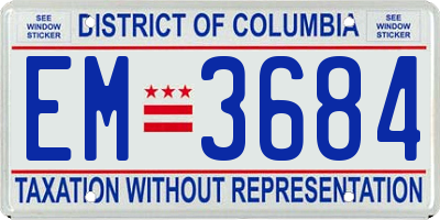 DC license plate EM3684