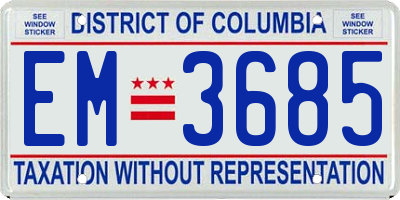 DC license plate EM3685