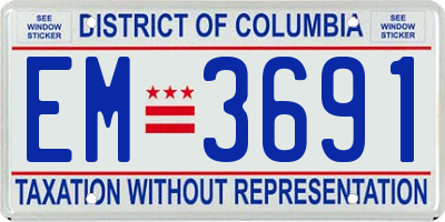 DC license plate EM3691