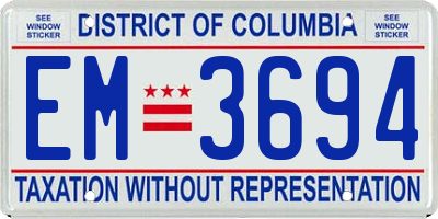 DC license plate EM3694