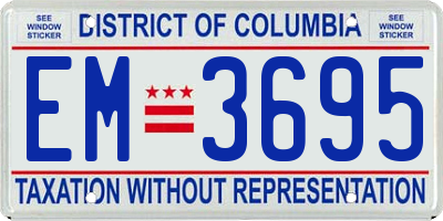DC license plate EM3695
