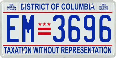 DC license plate EM3696