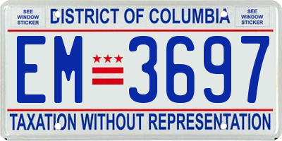 DC license plate EM3697