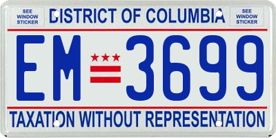 DC license plate EM3699