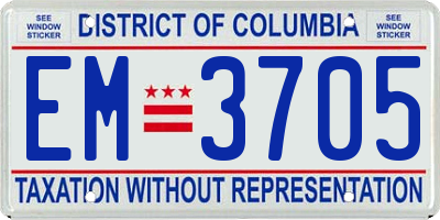 DC license plate EM3705