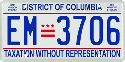 DC license plate EM3706