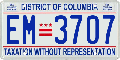 DC license plate EM3707