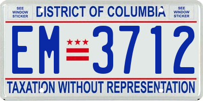DC license plate EM3712