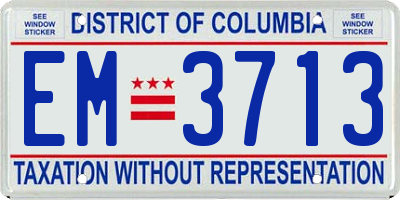 DC license plate EM3713