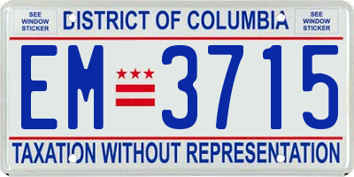 DC license plate EM3715